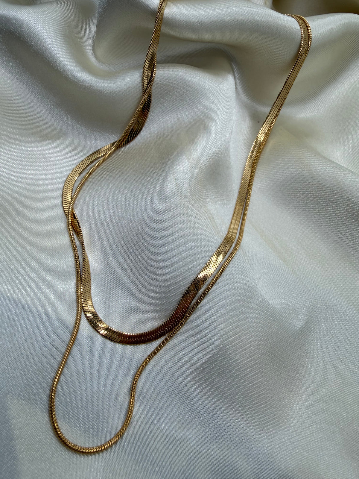 Golden Hour Herringbone Stack Necklace