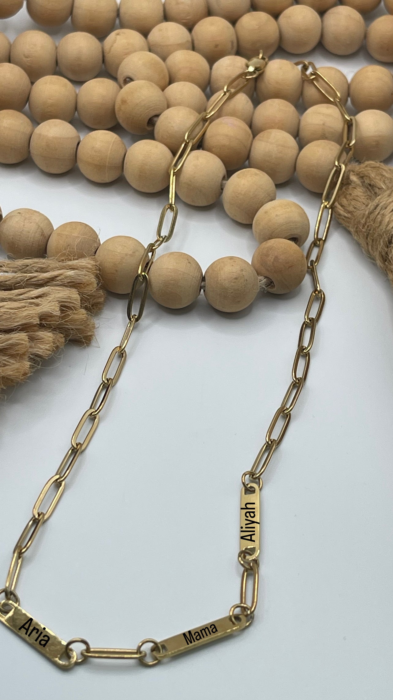 3 Bar Engraved Paperclip Necklace