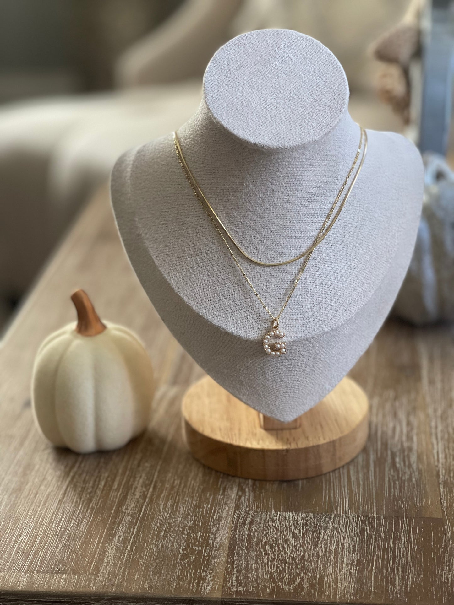 Pearl Initial Necklace