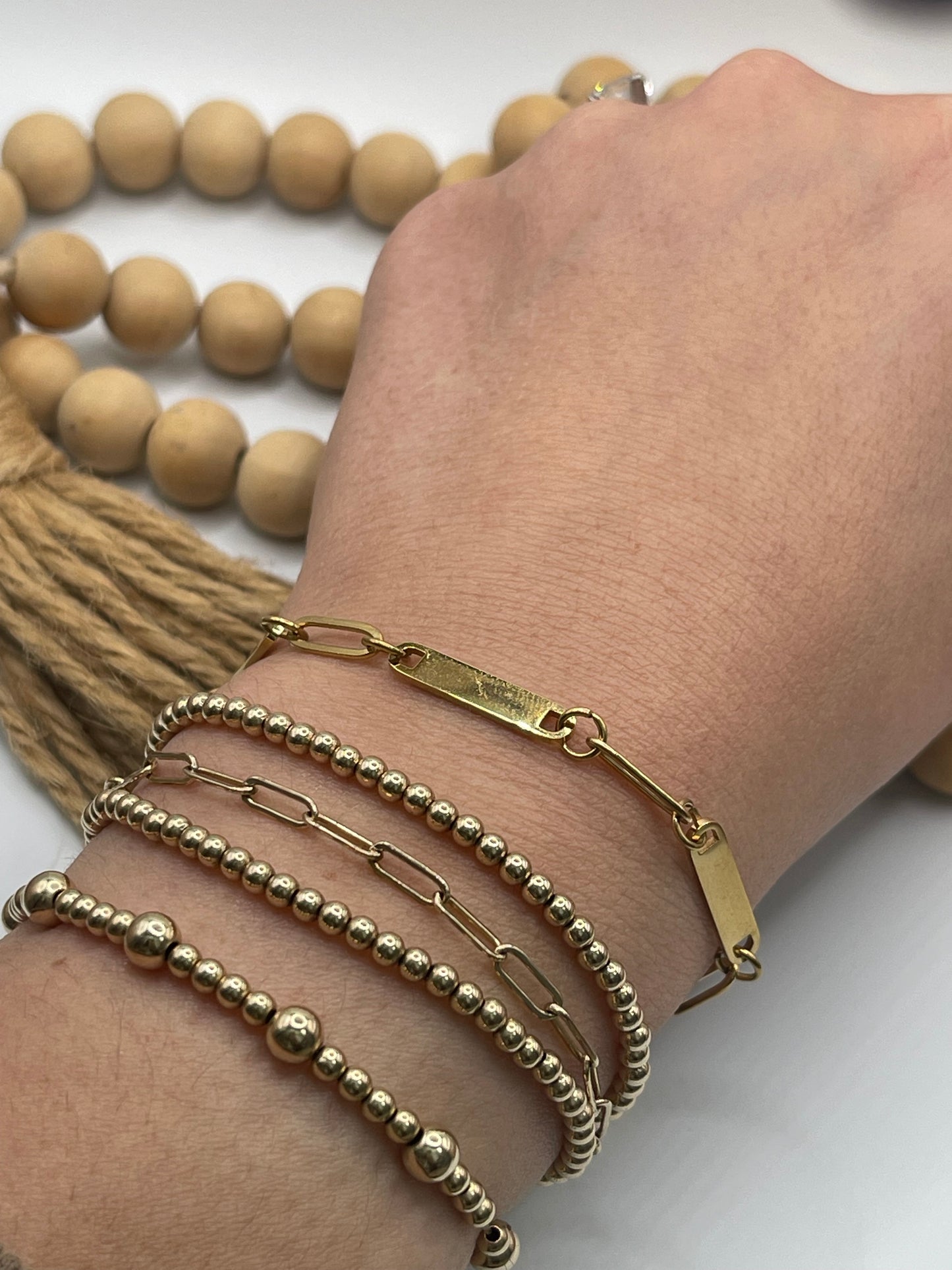3 Bar Engraved Paperclip Bracelet