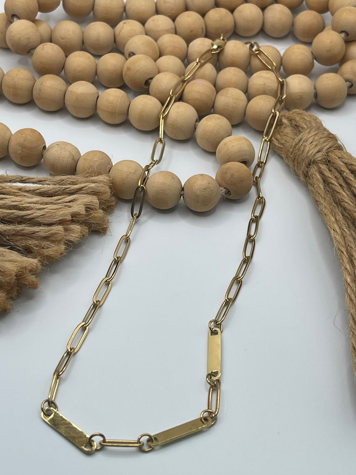 3 Bar Engraved Paperclip Necklace