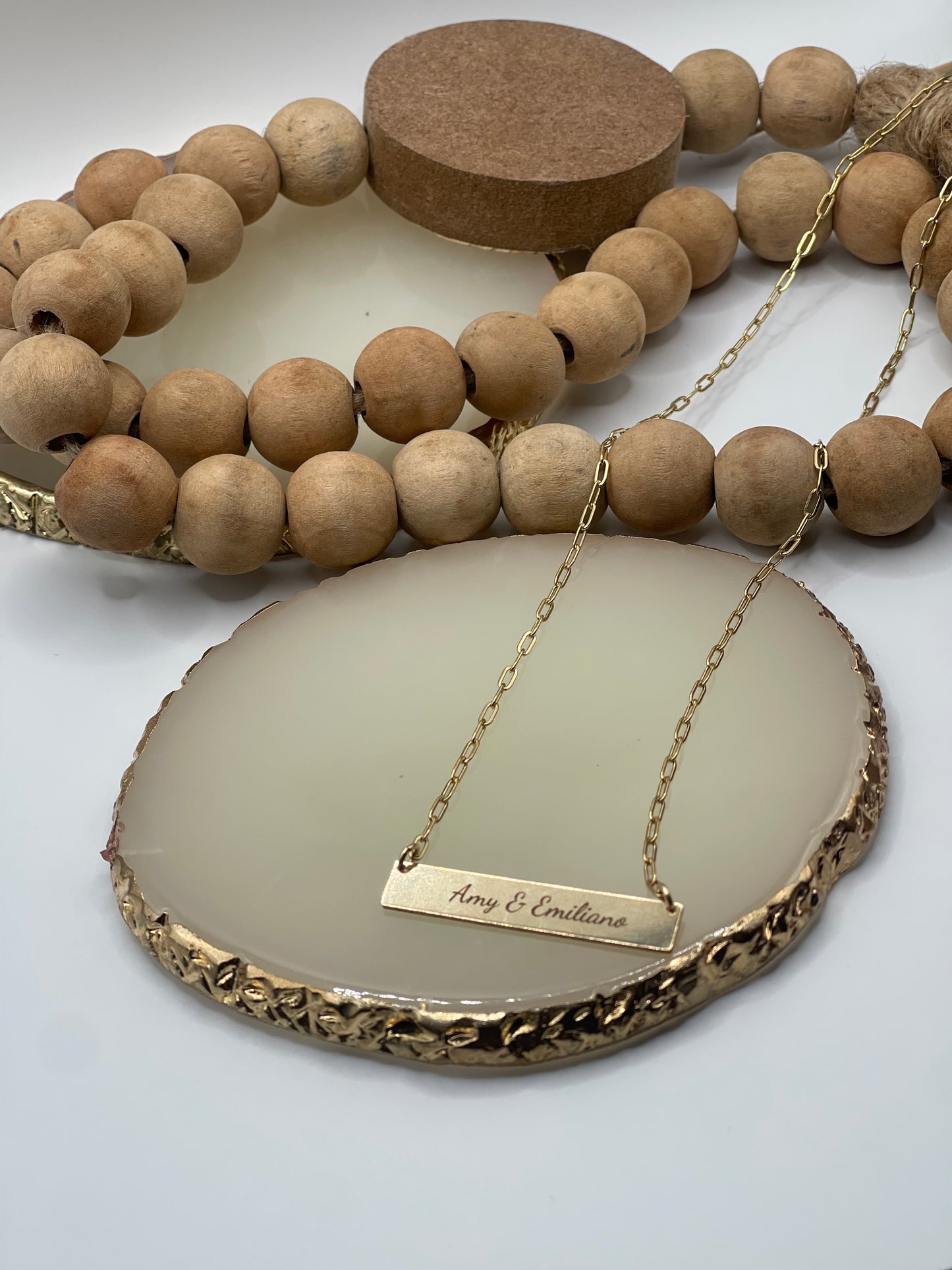Engraved Rectangle Bar Necklace