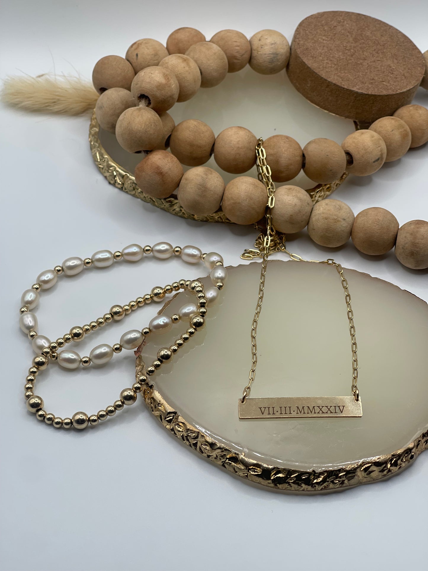 Engraved Rectangle Bar Necklace