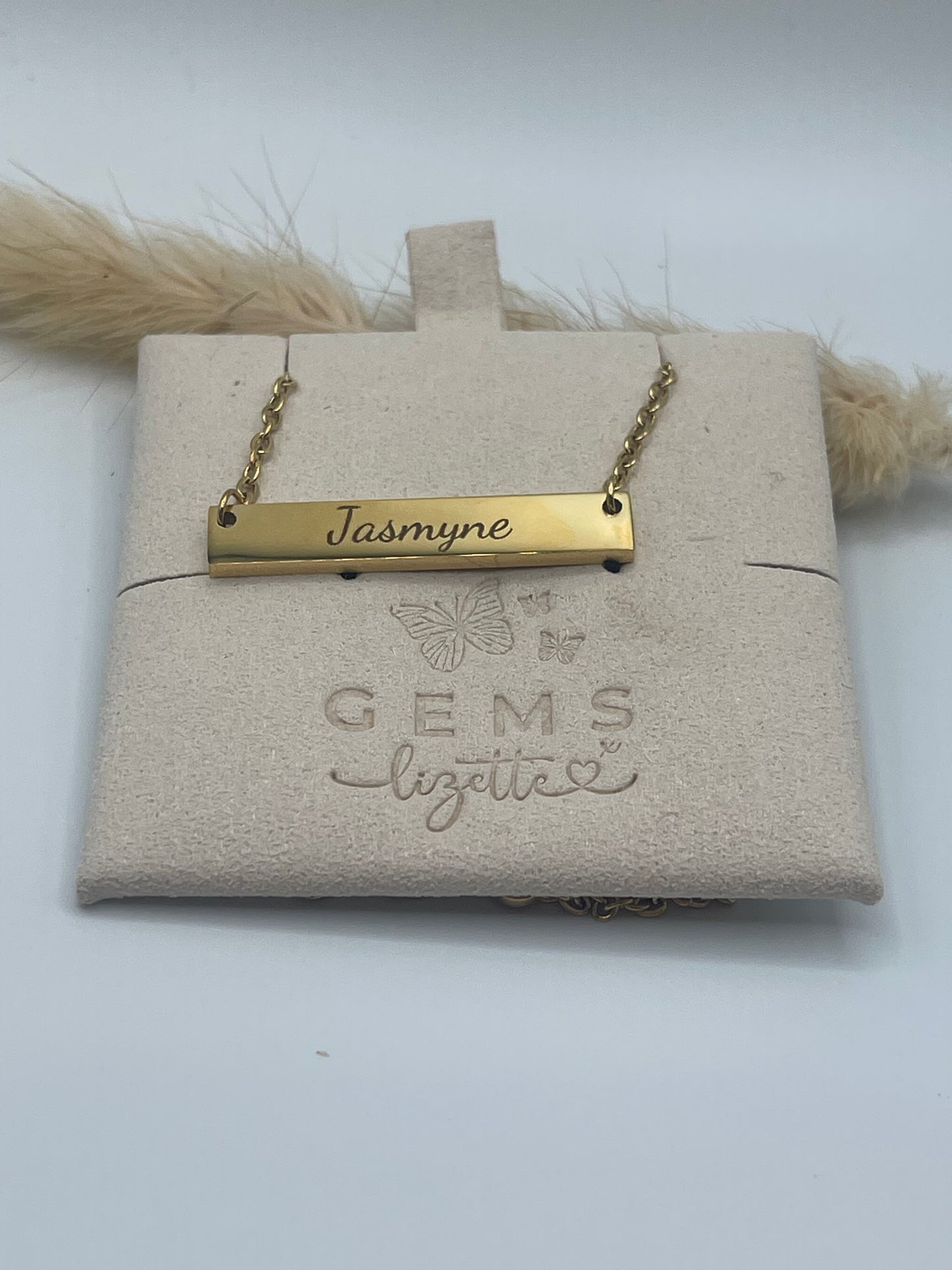 Engraved Rectangle Bar Necklace