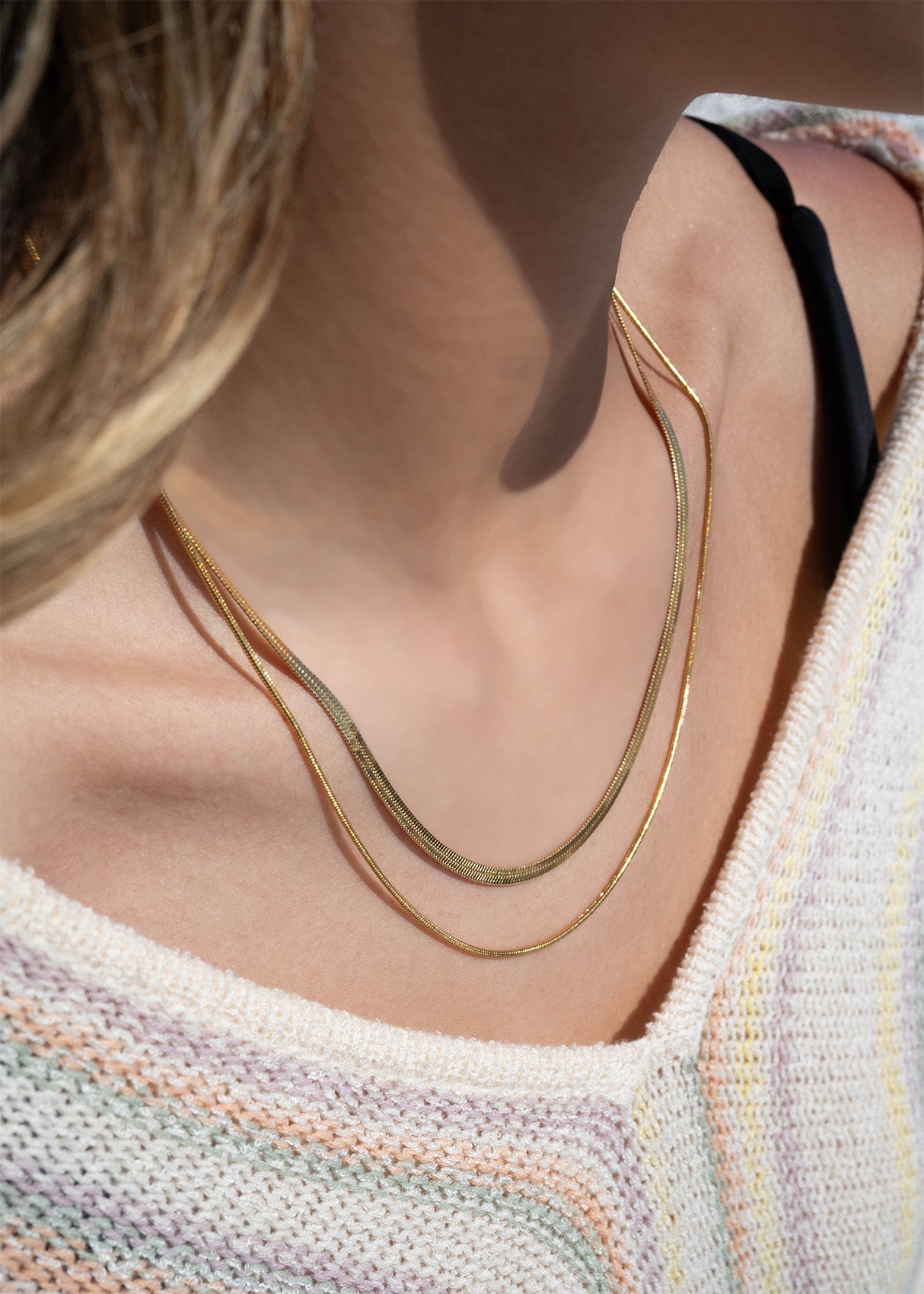 Golden Hour Herringbone Stack Necklace