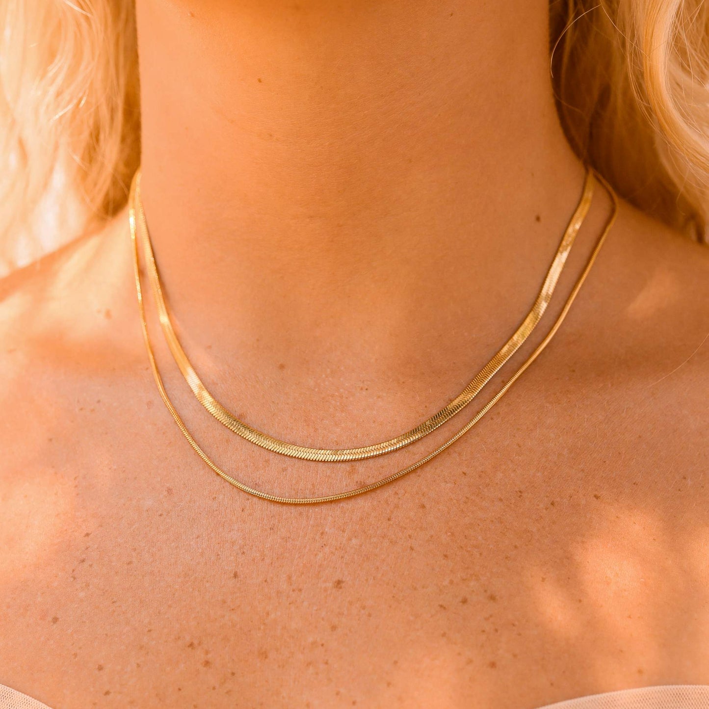 Golden Hour Herringbone Stack Necklace